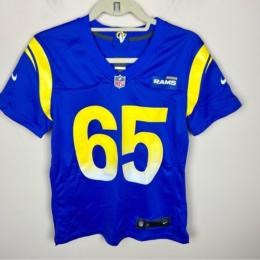 Nike Coleman Shelton 65 Royal Los Angeles Rams Game Jersey Women’s - Picture 2 of 8